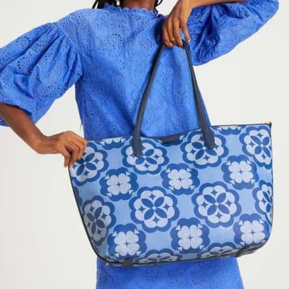 Kate Spade Sutton Oversized Floral Blue Tote SET - Picture 6 of 7